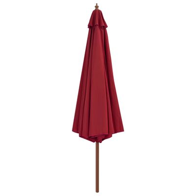 vidaXL Garden Parasol with Wooden Pole 137.8" Burgundy