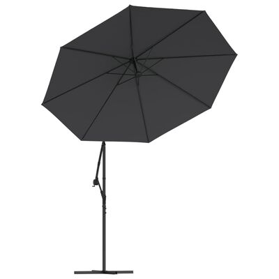 vidaXL Cantilever Garden Parasol with LED Lights and Steel Pole 118.1" Black