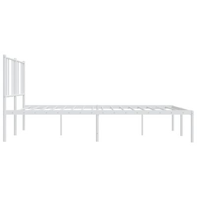 vidaXL Metal Bed Frame without Mattress with Headboard White 72"x83.9"