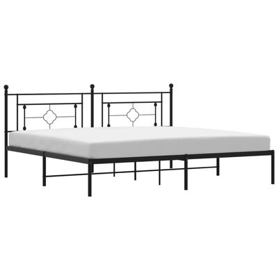 vidaXL Metal Bed Frame without Mattress with Headboard Black 76"x79.9"