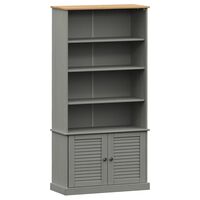 vidaXL Bookcase VIGO Gray 33.5"x13.8"x66.9" Solid Wood Pine