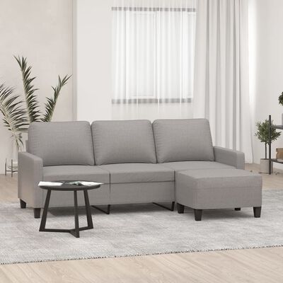 vidaXL 3-Seater sofa with footstool Light Gray 70.9" Fabric