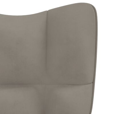 vidaXL Relaxing Chair with a Stool Light Gray Velvet