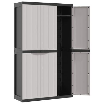 vidaXL Outdoor Storage Cabinet Gray and Black 38.2"x14.6"x65" PP