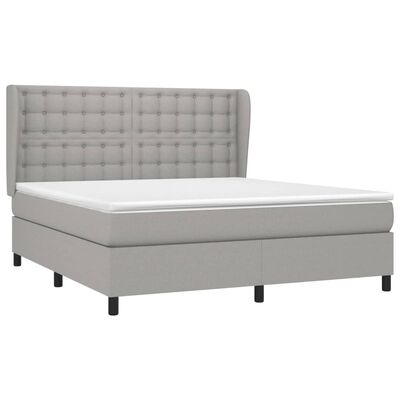 vidaXL Box Spring Bed with Mattress Light Gray Queen Fabric