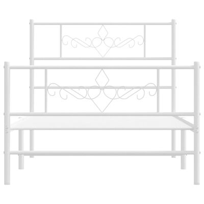 vidaXL Metal Bed Frame without Mattress with Footboard White 39.4"x78.7"