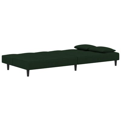 vidaXL 2-Seater Sofa Bed with Two Pillows Dark Green Velvet