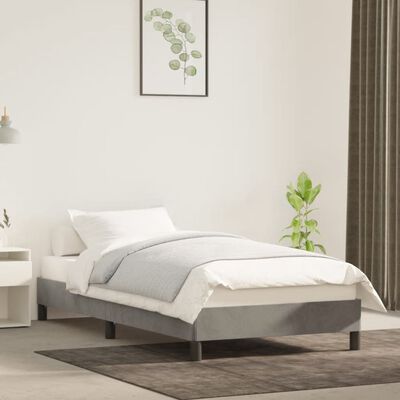 vidaXL Bed Frame without Mattress Light Gray 39.4"x74.8" Twin Velvet