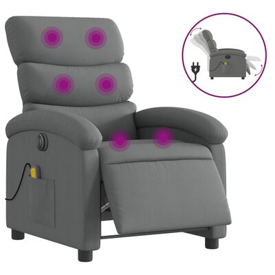 vidaXL Electric Massage Recliner Chair Dark Gray Fabric