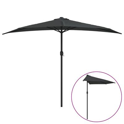 vidaXL Garden Parasol with Aluminum Pole Anthracite 118.1"x61" Half