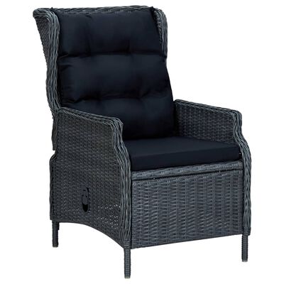 vidaXL 3 Piece Patio Lounge Set with Cushions Poly Rattan Dark Gray