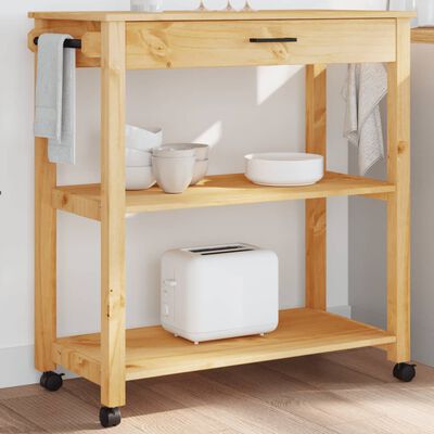 vidaXL Kitchen Trolley MONZA 33.1"x15.7"x35.4" Solid Wood Pine