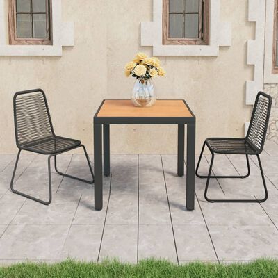 vidaXL 3 Piece Patio Dining Set PVC Rattan Black and Brown