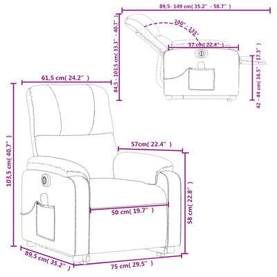 vidaXL Electric Stand up Massage Recliner Chair Brown Microfiber Fabric