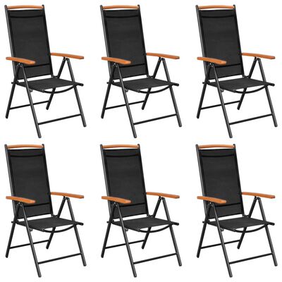 vidaXL Folding Patio Chairs 6 pcs Textilene Black