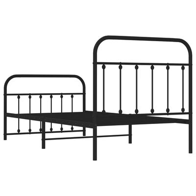 vidaXL Metal Bed Frame without Mattress with Footboard Black 39.4"x74.8"