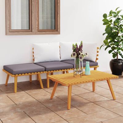 vidaXL 4 Piece Patio Lounge Set with Cushions Solid Acacia Wood