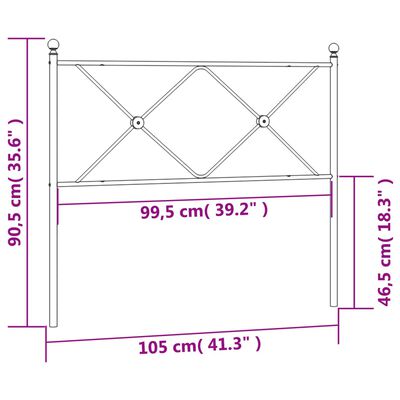 vidaXL Metal Headboard Black 39.4"