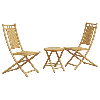 vidaXL 3 Piece Bistro Set Bamboo