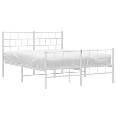 vidaXL Metal Bed Frame without Mattress with Footboard White 59.1"x78.7"