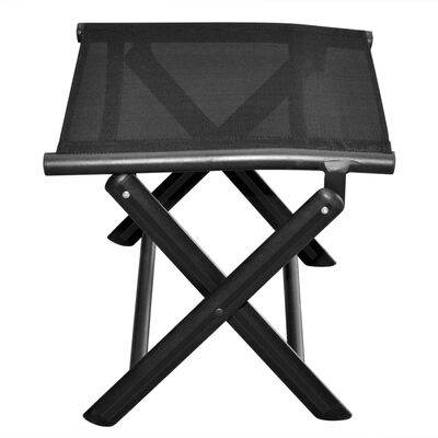 vidaXL Folding Footstool Black Aluminum and Textilene