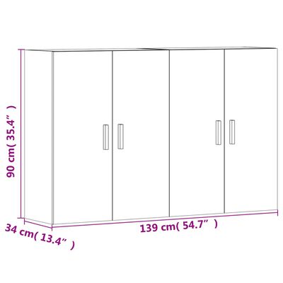 vidaXL Wall Mounted Cabinets 2 pcs White Engineered Wood