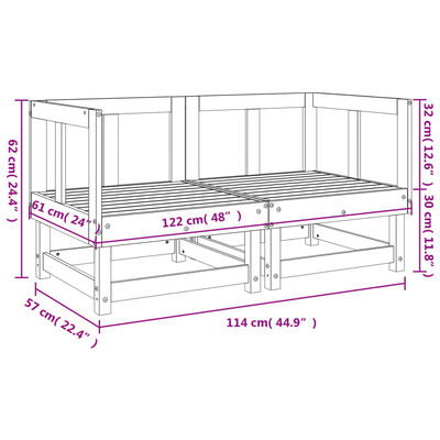 vidaXL Patio Corner Sofas 2 pcs White Solid Wood Pine