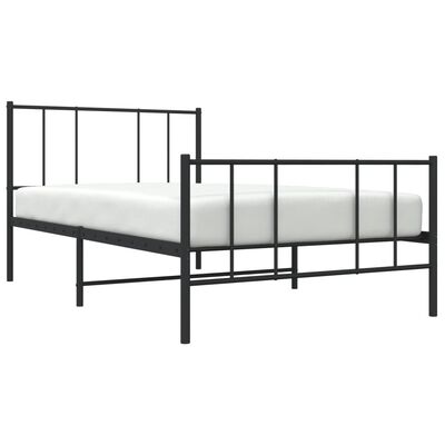 vidaXL Metal Bed Frame without Mattress with Footboard Black 39.4"x74.8"