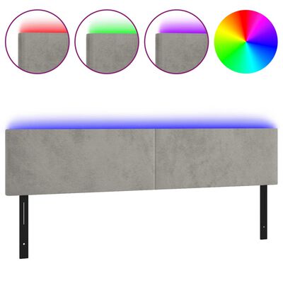 vidaXL LED Headboard Light Gray 78.7"x2"x30.7"/34.6" Velvet