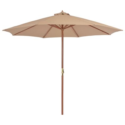 vidaXL Garden Parasol with Wooden Pole 118.1" Taupe