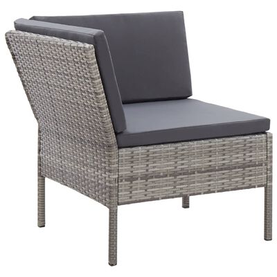 vidaXL 8 Piece Patio Lounge Set with Cushions Poly Rattan Gray