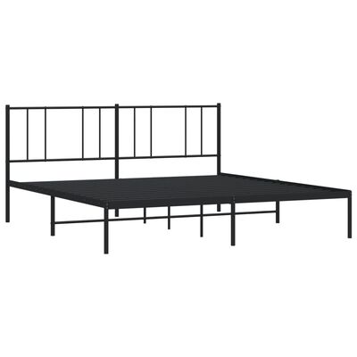 vidaXL Metal Bed Frame with Headboard Black 72"x83.9" California King