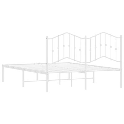 vidaXL Metal Bed Frame without Mattress with Headboard White 59.1"x78.7"