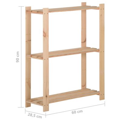 vidaXL 3-Tier Storage Rack 23.6"x11.2"x35.4" Solid Wood Pine