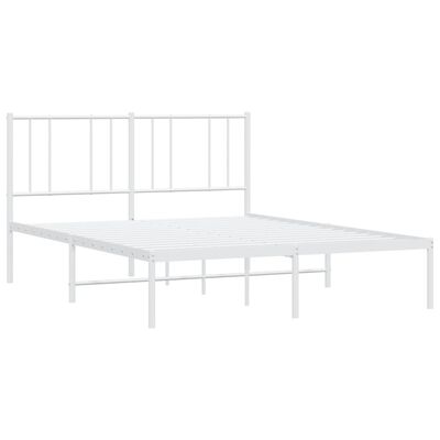 vidaXL Metal Bed Frame without Mattress with Headboard White 53.1"x74.8"