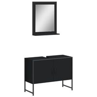 vidaXL 2 Piece Bathroom Cabinet Set Black Engineered Wood