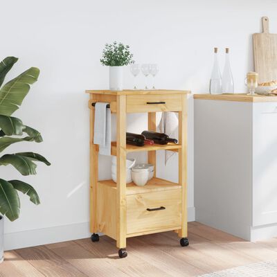 vidaXL Kitchen Trolley MONZA 18.9"x15.7"x35.4" Solid Wood Pine