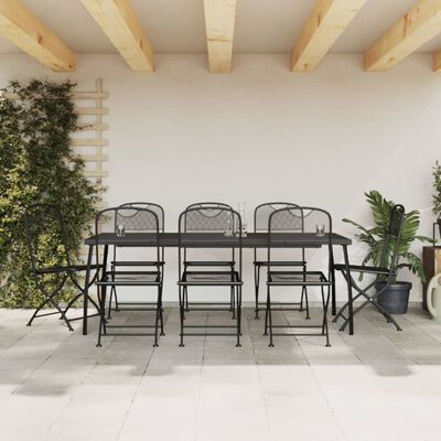 vidaXL 9 Piece Patio Dining Set Anthracite Metal Mesh