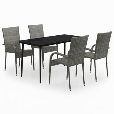 vidaXL 5 Piece Patio Dining Set Gray and Black