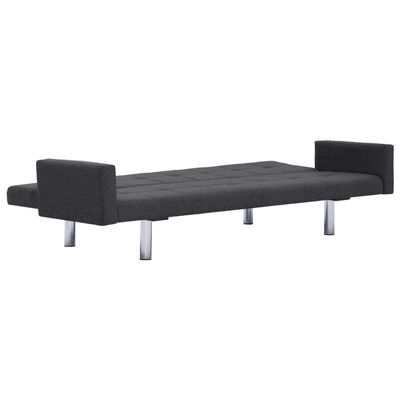 vidaXL Sofa Bed with Armrest Dark Gray Fabric