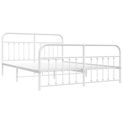 vidaXL Metal Bed Frame without Mattress with Footboard White 72"x83.9"