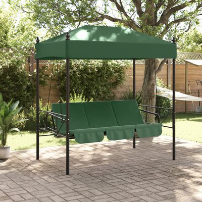 vidaXL Patio Swing Bench with Canopy Green Steel