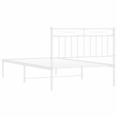 vidaXL Metal Bed Frame without Mattress with Headboard White 39.4"x78.7"