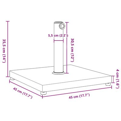 vidaXL Parasol Base for Ø1.3"/1.5"/1.9" Poles 39.7 lb Square