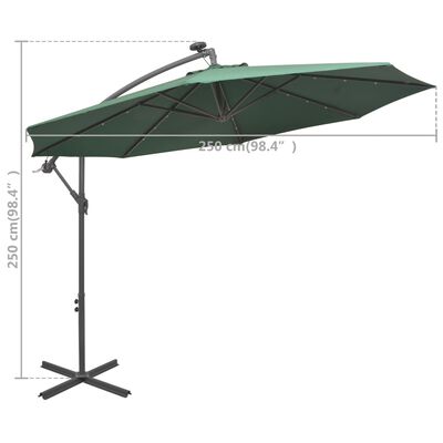 lengte Oordeel tennis vidaXL Hanging Parasol with LED Lighting 118.1" Green Metal Pole |  vidaXL.com