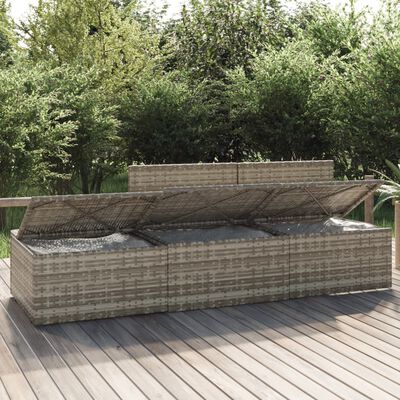 vidaXL 3 Piece Patio Lounge Set with Cushions Gray Poly Rattan