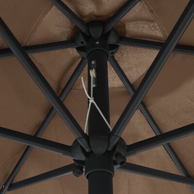 vidaXL Garden Parasol with LED Lights and Aluminum Pole 106.3" Taupe