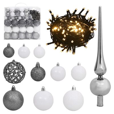 vidaXL Artificial Hinged Christmas Tree 300 LEDs & Ball Set 82.7"