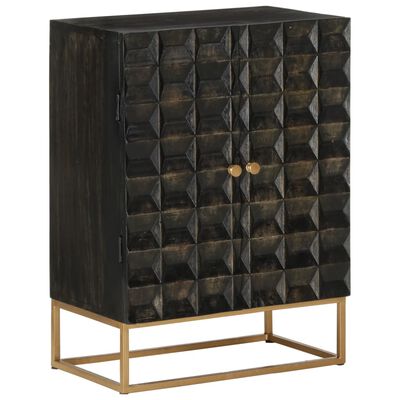 vidaXL Sideboard Black 21.7"x13.4"x29.5" Solid Wood Mango and Iron