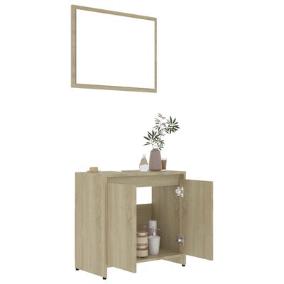 vidaXL 3 Piece Bathroom Furniture Set Sonoma Oak Engineered Wood